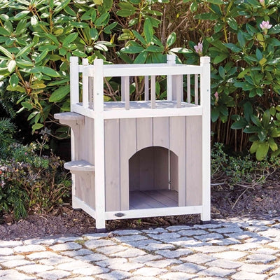 Trixie-Katzenheim Mit Balkon Grau/Weiss 45X65X45 CM