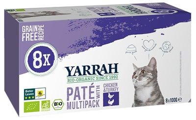 Yarrah Cat Alu Pate Multipack Huhn/Truthahn 8X100 GR