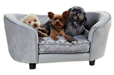 Enchanted Pet Verwunschener Hundekorb / Sofa Konstantin Silber 86,5X58,5X39,5 CM