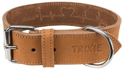 Trixie Halsband Hund Rustikal Fett Leder Herzschlag Braun