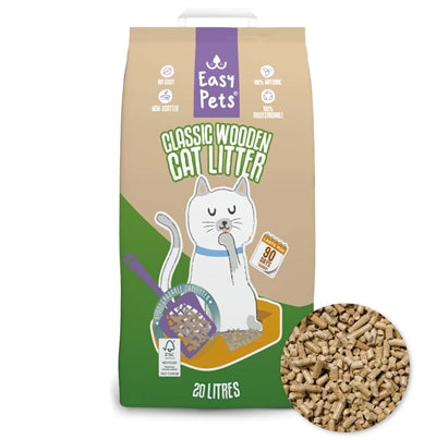 Easypets Biologisch Abbaubare Klassische Holzpellets Katzenstreu 20 LTR