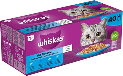 Whiskas Multipackbeutel Auswahl Erwachsener Fische In Gelee 40X85 GR