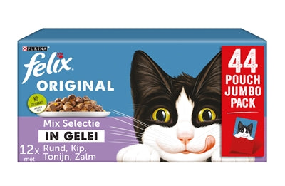 Felix Original In Gelee-Mix-Box Rindfleisch / Huhn / Thunfisch / Lachs 44X85 GR